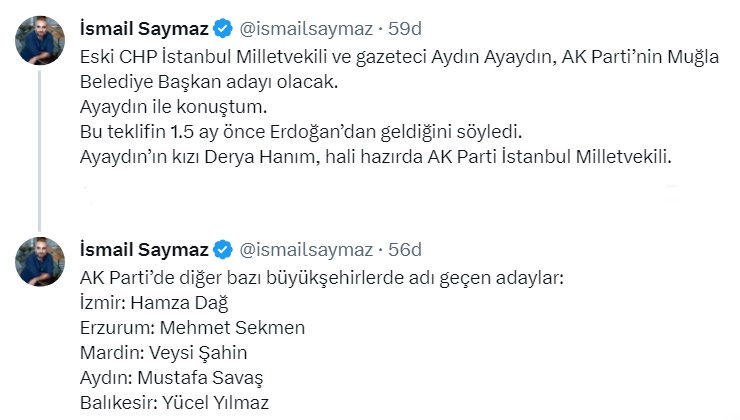 Ismail Saymaz Adaylik