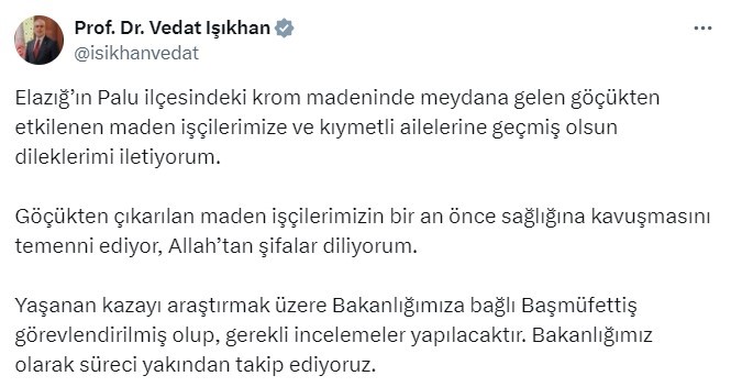 Elazığ’daki Maden Göçüğünde Kazayı Araştırmak Üzere Başmüfettiş Görevlendirildi 1