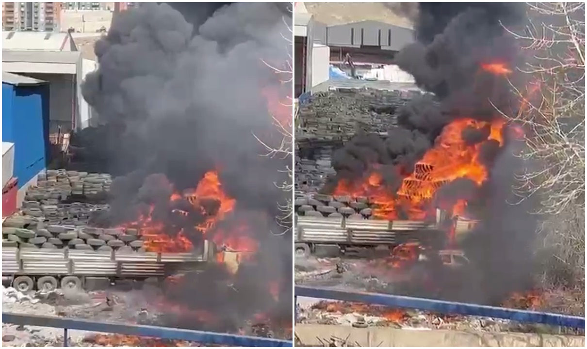 Ankara'da Lastik Deposunda Büyük Yangın! Gökyüzü Siyah Dumanlarla Kaplandı