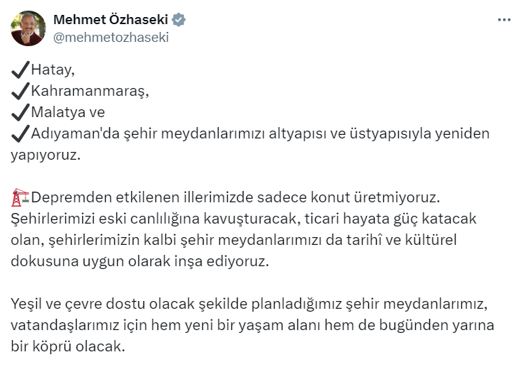 Bakan Özhaseki Duyurdu Deprem Bölgelerinde Şehir Meydanları Yenileniyor  (3)