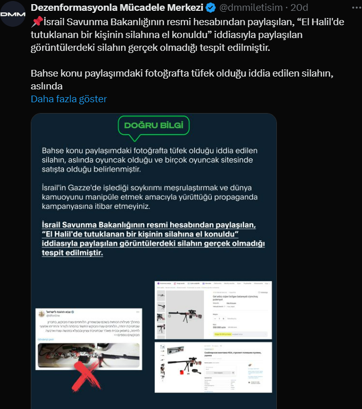 Dmm İsrail'in Paylaştığı Silah Oyuncak Silah (1)