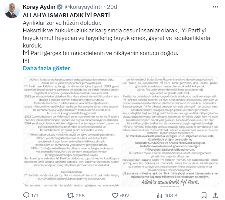 İyi̇ Parti'de Sular Durulmuyor Koray Aydın Istifa Etti 11