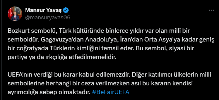 Ankara Büyükşehir Belediye Başkanı Mansur Yavaş'tan Uefa'ya Tepki (1)