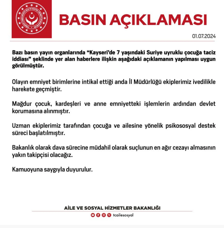 Bakanlıktan Kayseri'deki Olaylara Ilişkin Açıklama Geldi!  (1)