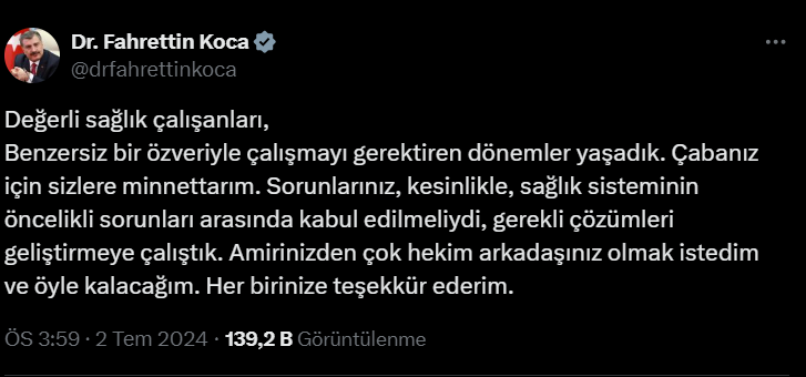 Fahrettin Koca'dan, Sağlık Çalışanlarına Duygusal Veda (2)