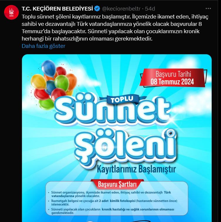 Keçiören'de, Toplu Sünnet Şöleni Kayıtları Başlıyor (1)