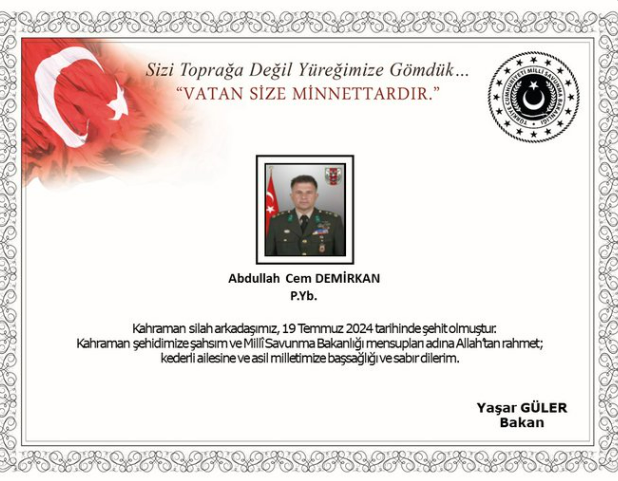 Msb Duyurdu Piyade Yarbay Abdullah Cem Demirkan Şehit Oldu (1)