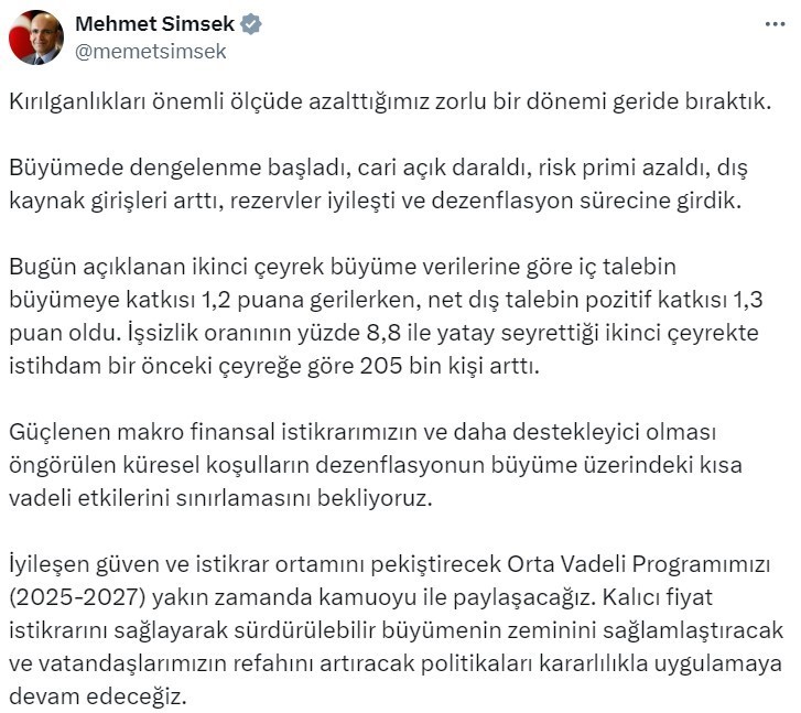 Bakan Şimşek’ten Ekonomi Yorumu “Kararlılıkla Devam Edeceğiz”  (1)-1