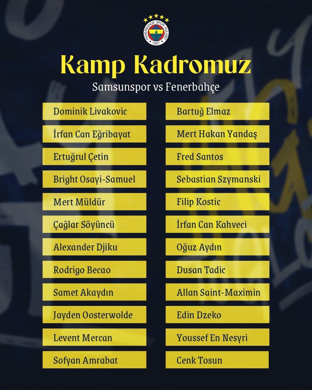 Fenerbahçe Kadro