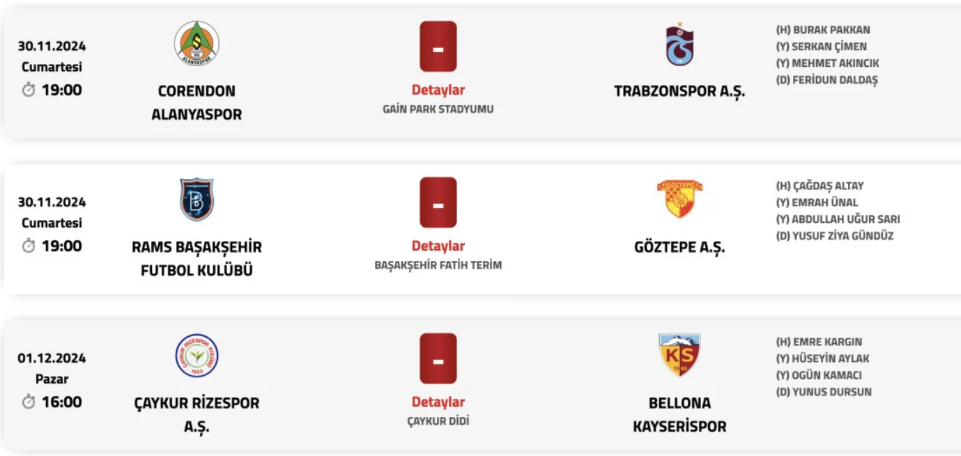 Süper Lig 14. Hafta Hakem Kadroları Açıklandı (2)