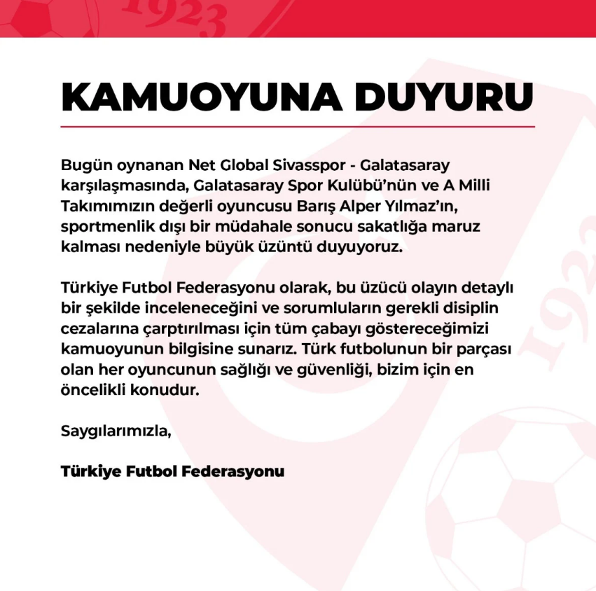 Tff’den Barış Alper Yılmaz Açıklaması! (1)