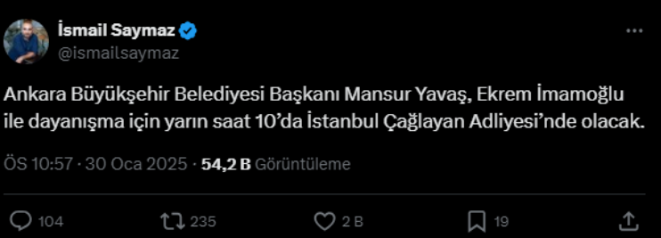 Mansur Yavaş, İmamoğlu'na Destek Için Çağlayan'da Olacak (1)