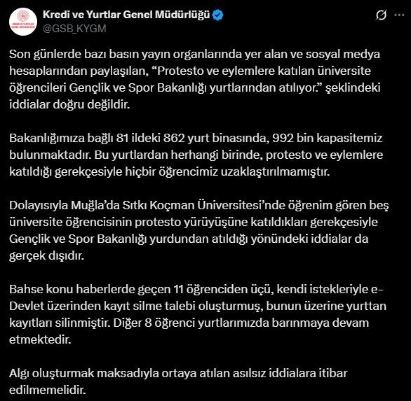 Eylemlere Katılan Öğrenciler Yurttan Mı Atıldı! Kyk Iddialara Yanıt Verdi  (1)
