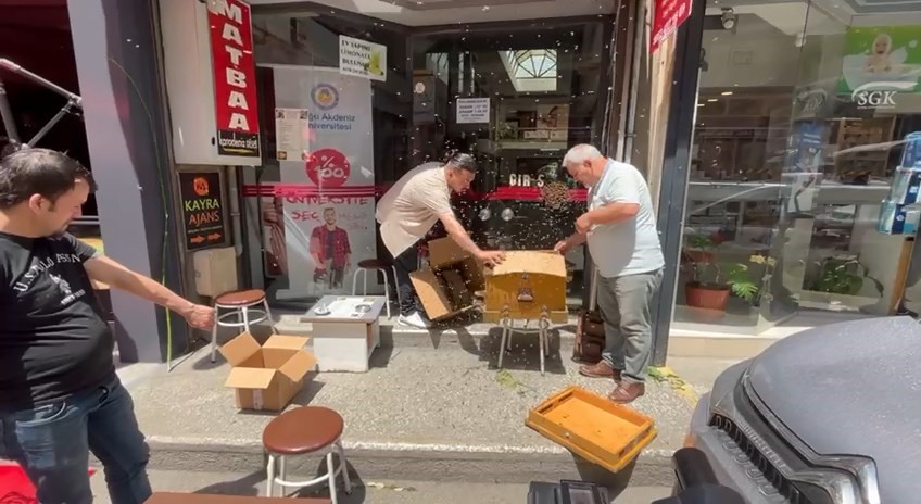 İş Merkezini Basan Arılar Korku Dolu Anlar Yaşattı  (2)