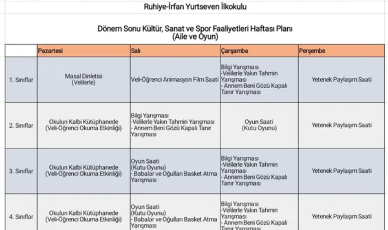 Ruhiye İrfan Yurtseven İlkokulu'nda Aile Ve Oyun Temalı Dönem Sonu Şenliği Başlıyor! (1)