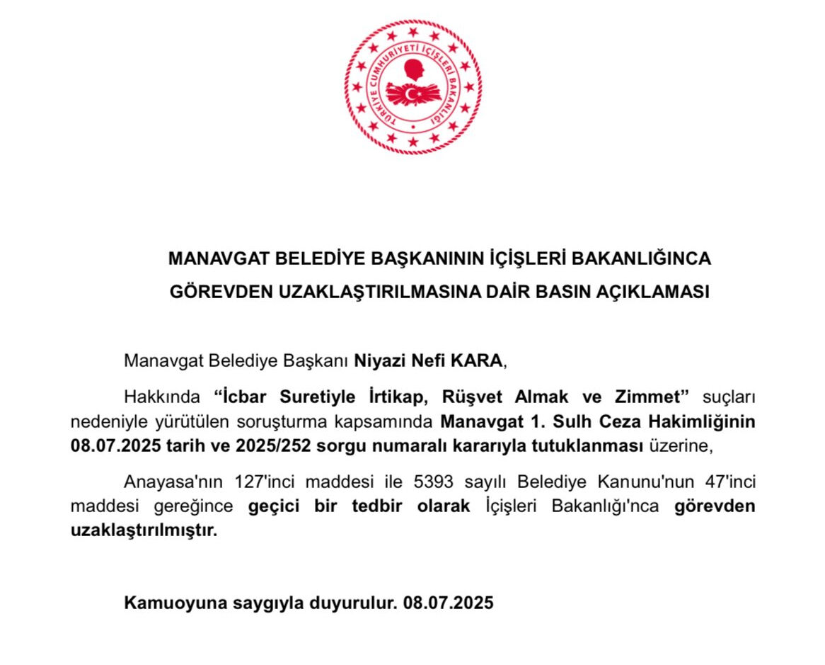Manavgat Belediye Başkanı Görevden Uzaklaştırıldı!-1