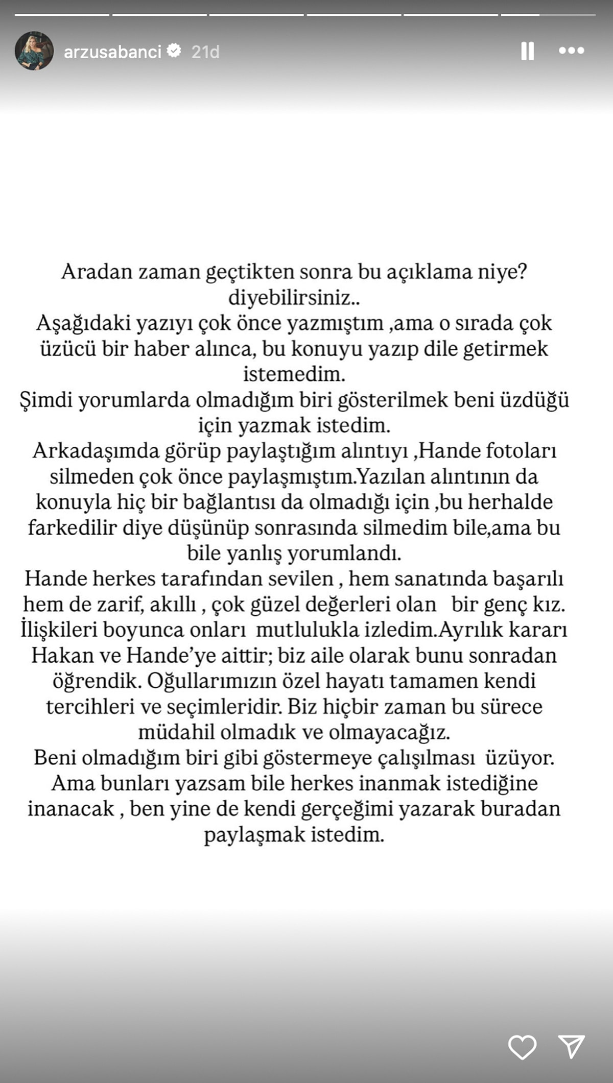 Arzu Sabancı Açıklama